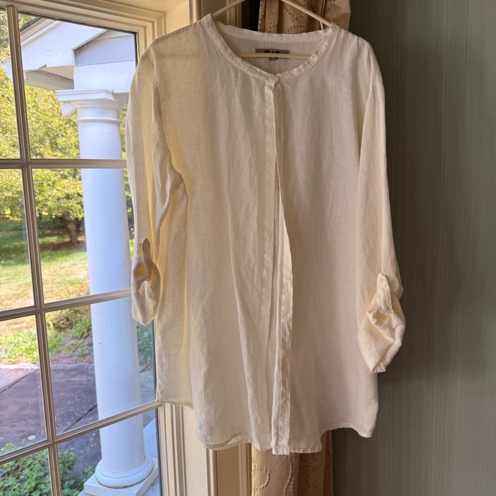 Flax Cream Casual Button Down Shirt